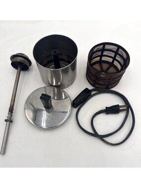 Vtg Electric Percolator Coffee Pot Filter Basket & Power Cord Stainless Steel